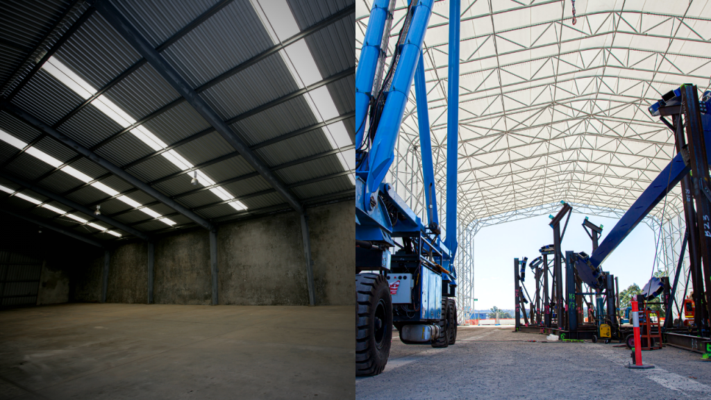 Image of the interior of a shed vs a shelter