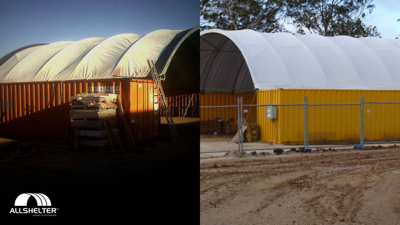 Image of the comparison between a poor tensioned shelter and a well tensioned shelter