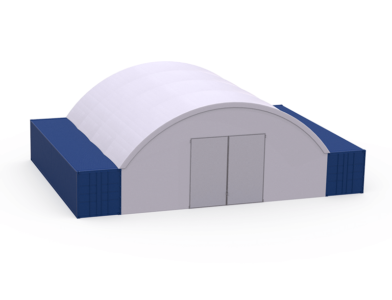 Container Mounted Dome Shelter with Doors