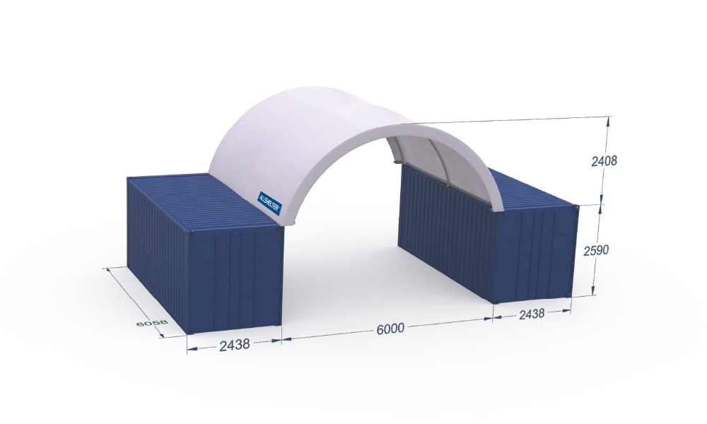 Container Mounted Shelter 6m wide x 6m long - Inside Mounted