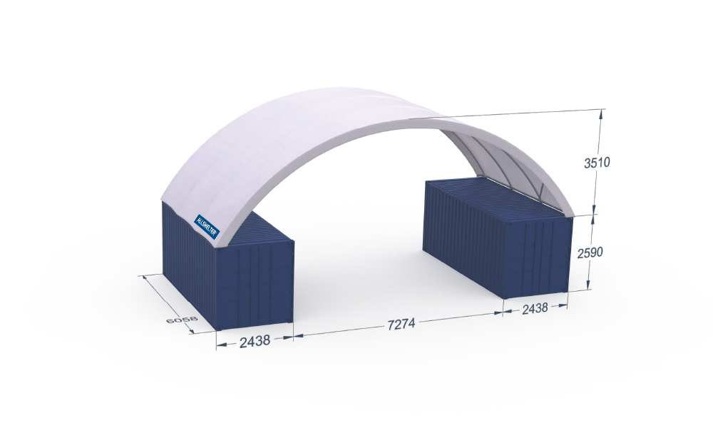 Container Mounted Shelter 12m wide x 6m long - Outside Mounted