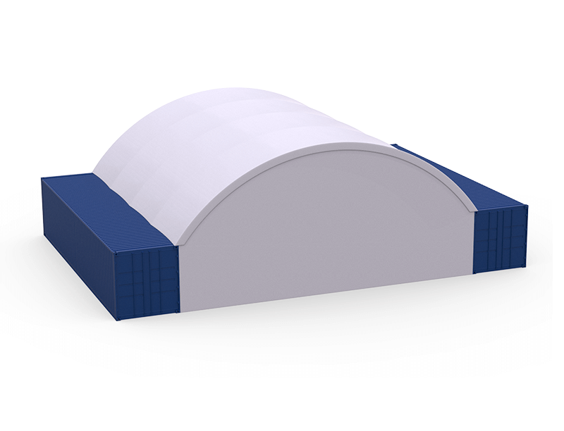 Container Mounted Dome Shelter with Full Endwall