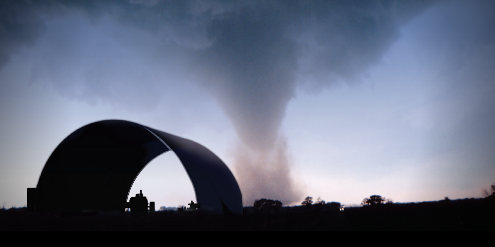 image of wind rated shelter with cyclone behind