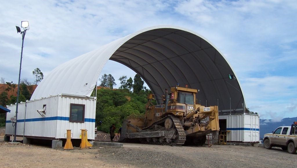 Container Mounted fabric shelter