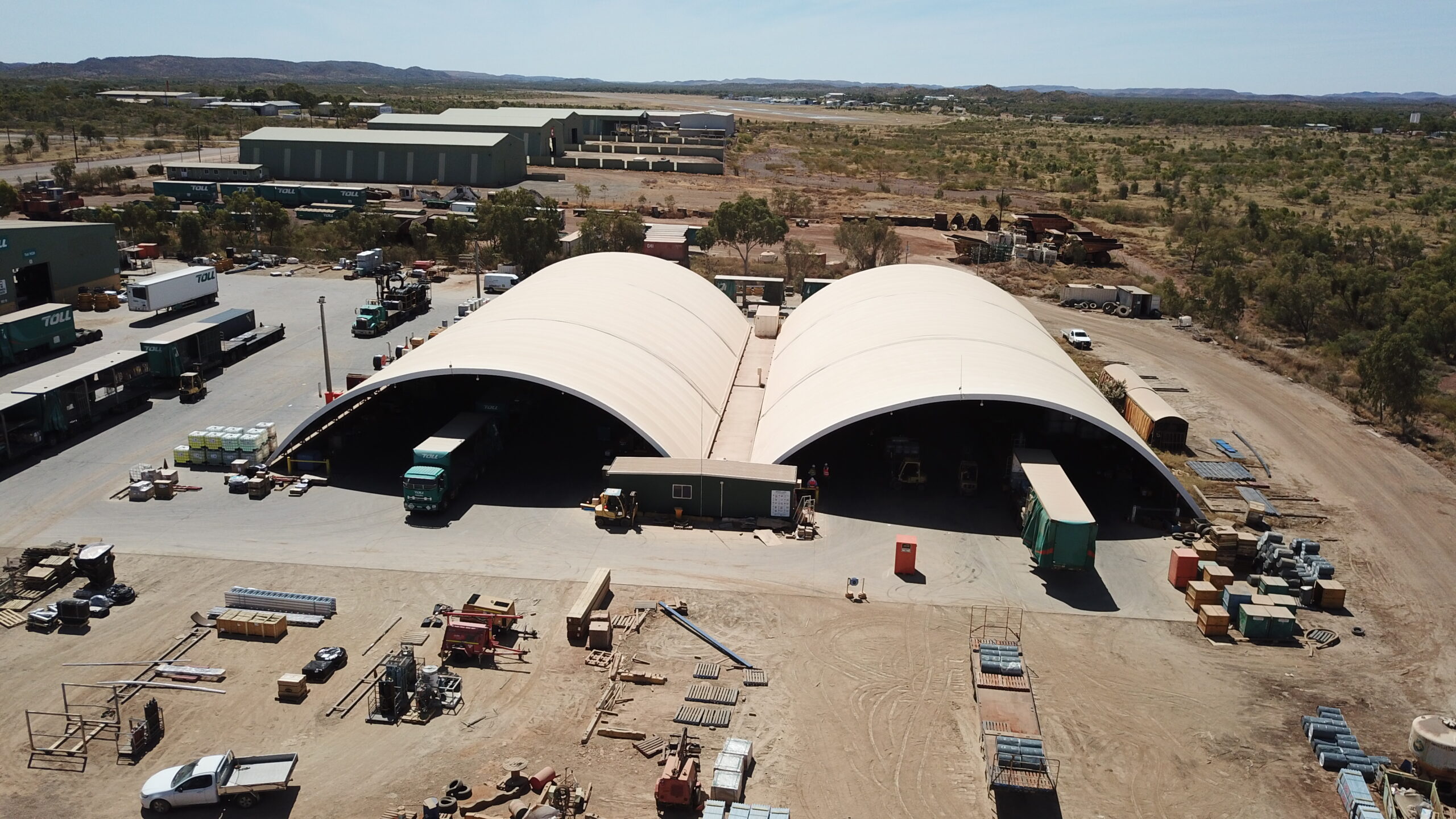 Ground Mounted Fabric Dome Shelters Used at an Industrial Company