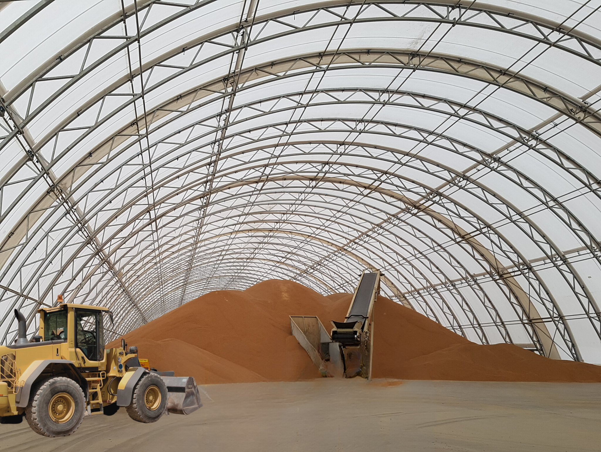 fabric shelter used for large scale storage of dirt