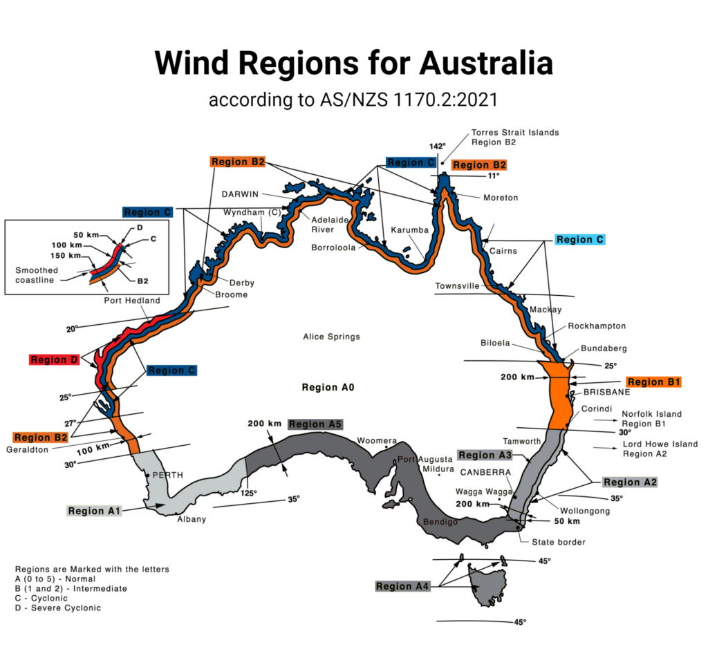 Wind Region Map of Australia