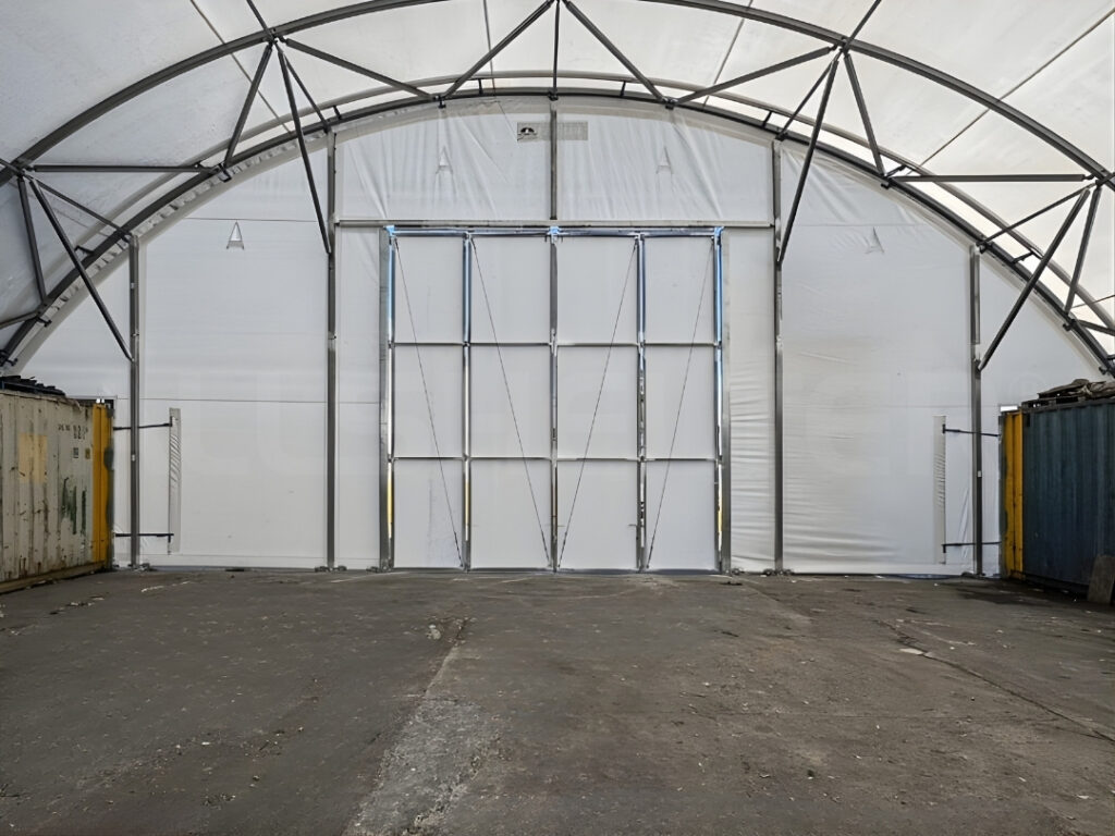 Dome Shelter With Full Endwall and Bi-Fold Doors