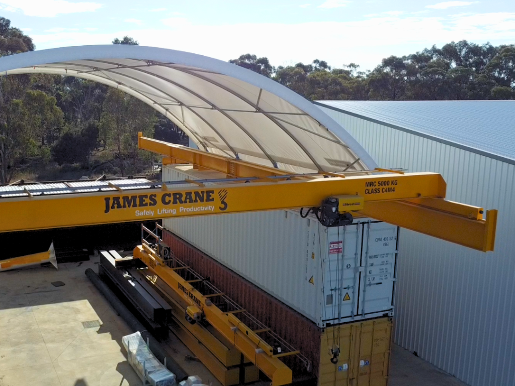 Shipping Container Mounted Dome Shelter With Crane System