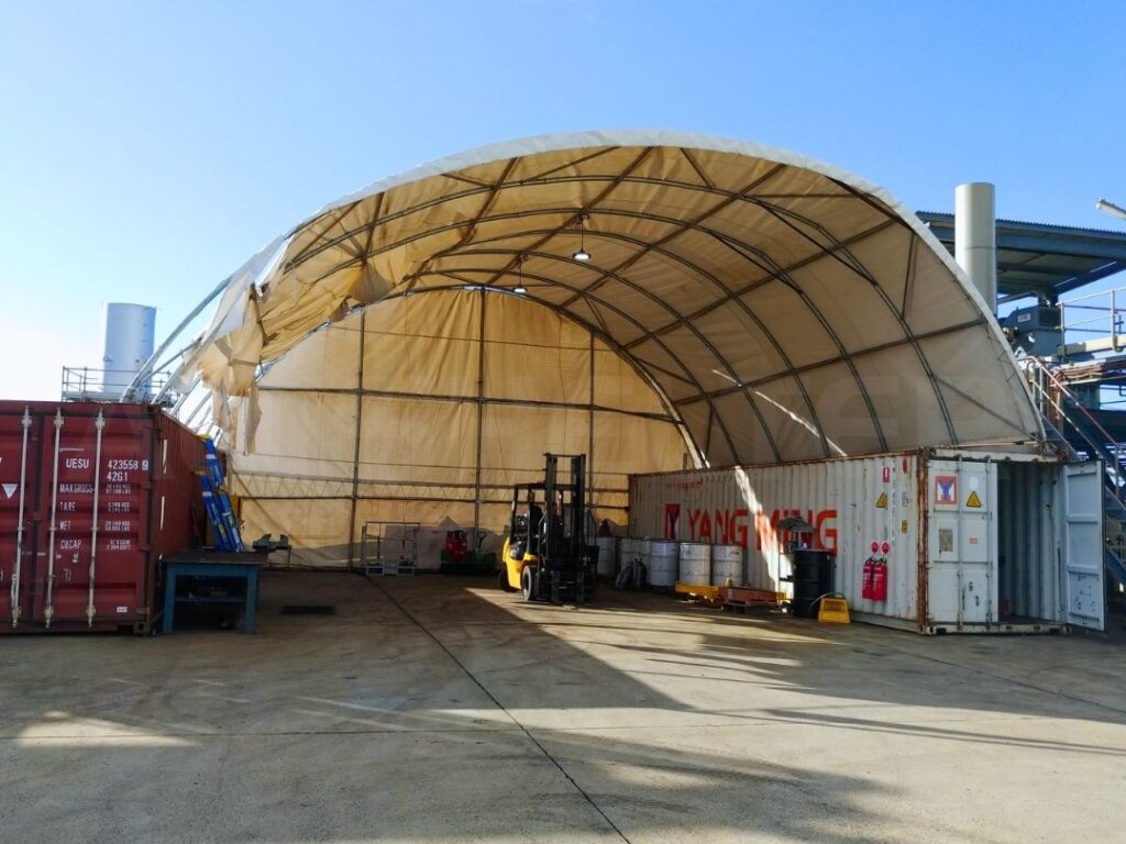 A collapsed non-wind-rated shelter